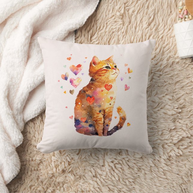 Niedliche Tablettenkatze mit Herz Kissen (Decke)