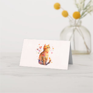 Niedliche Tablettenkatze mit Herz Platzkarte