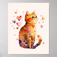 Niedliche Tablettenkatze mit Herz