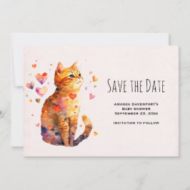 Niedliche Tablettenkatze mit Herz Save The Date