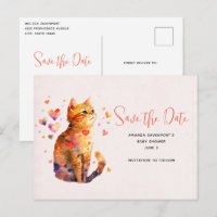Niedliche Tablettenkatze mit Herz Save the Date