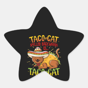 Niedliche Taco Katze rückwärts geschrieben Taco Ka Stern-Aufkleber