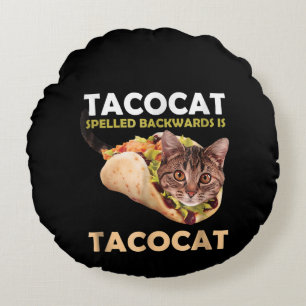 Niedliche Tacokat Taco Katze im Dunkeln Rundes Kissen