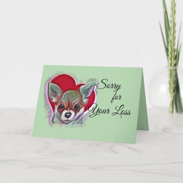Niedliche Tan Chihuahua Welpe PopArt mit Herz Karte (Vorderseite)