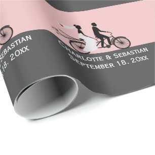 Niedliche Tandem-Bikebrücke und Groomehe Geschenkpapier