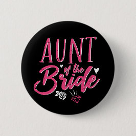 Niedliche Tante des Bride Pink Kalligraphie-Drehbu Button