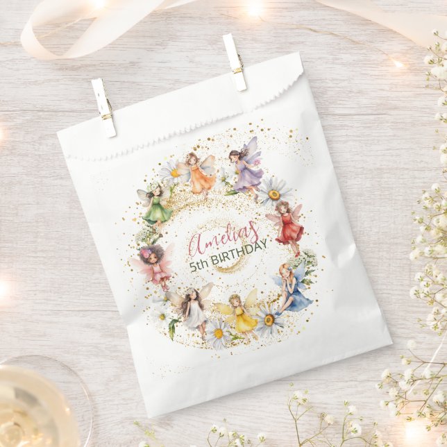 Niedliche Tanzblüte Fairies Gold Glitzer Geschenktütchen (Ausgeschnitten)