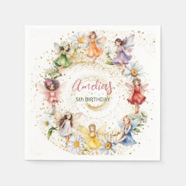 Niedliche Tanzblüte Fairies Gold Glitzer Serviette