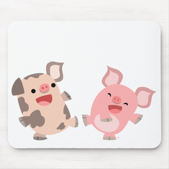 Niedliche Tanzen-Cartoon-Schweine Mousepad (Vorne)