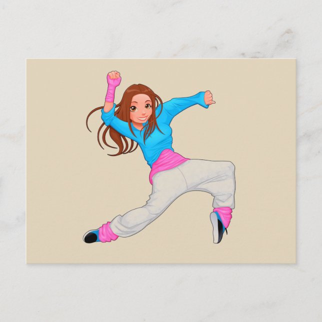 Niedliche Tänzerin Hip Hop Girl Postkarte (Vorderseite)