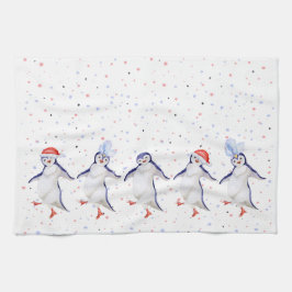 Niedliche Tanzpinguine Weihnachten Geschirrtuch