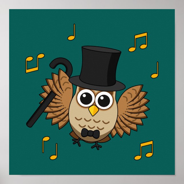 Niedliche Tanzschale mit Musiknoten Cartoon Poster (Vorne)