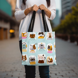 Niedliche Tasche mit Katzenfoto, farbenfrohe Tüten
