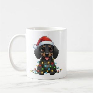Niedliche Tasse der Weihnachtsschwarzen Dackel
