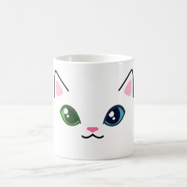 Niedliche Tasse der Weißen Katze Heterochromie