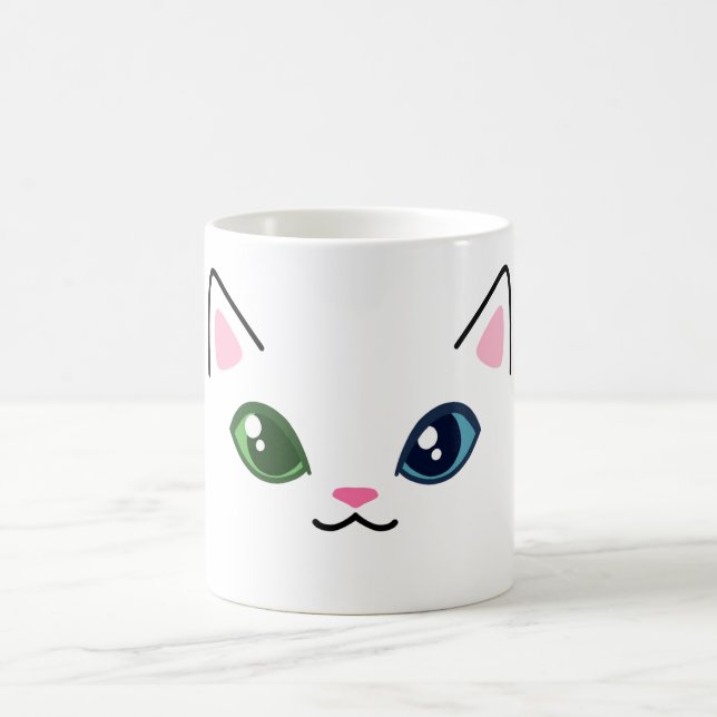 Niedliche Tasse der Weißen Katze Heterochromie (Mittel)