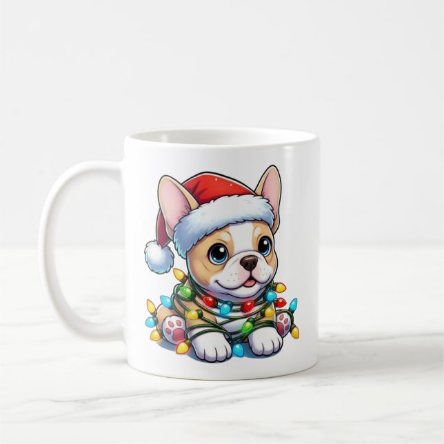 Niedliche Tasse des französischen Bulldoggen (Links)