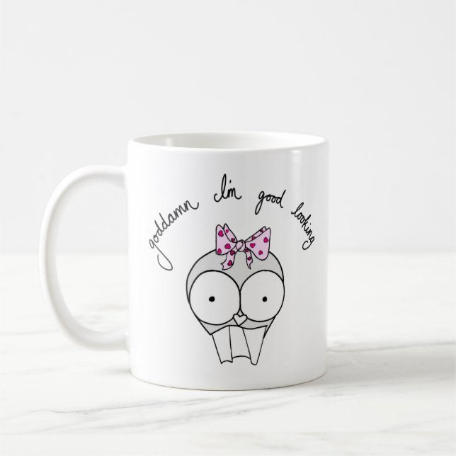 Niedliche Tasse des Schädels mit Zähne und Kiefer (Links)