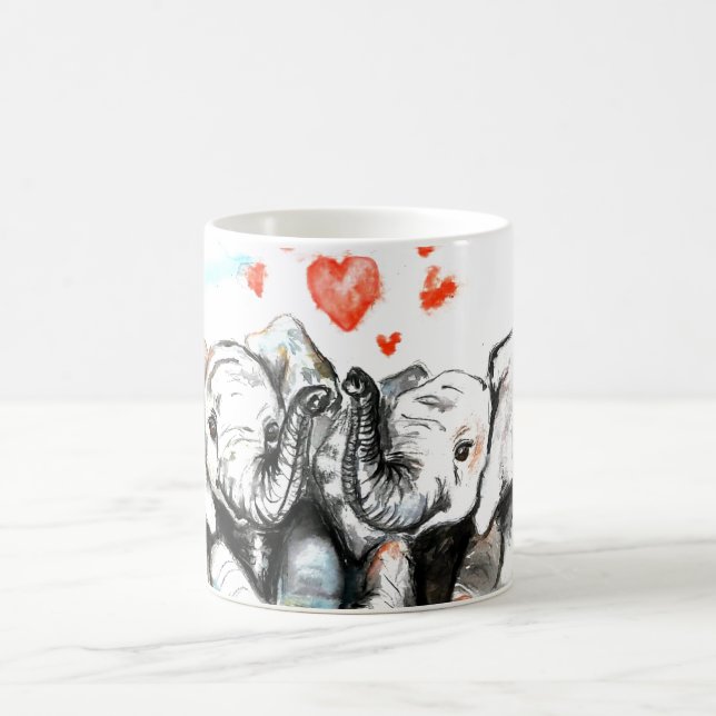 Niedliche Tasse für Elefanten Wasserfarben (Mittel)