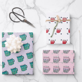 Niedliche Tasse mit heißer Schokolade Geschenkpapier Set