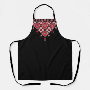 Niedliche Tatreez Print Black Schürzen Pink & Red
