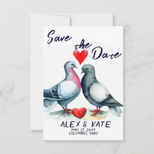 Niedliche Tauben Hochzeit Sichern Sie den Termin A Save The Date