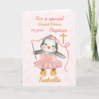 Niedliche Taufe Penguin Ballerina Pink Card