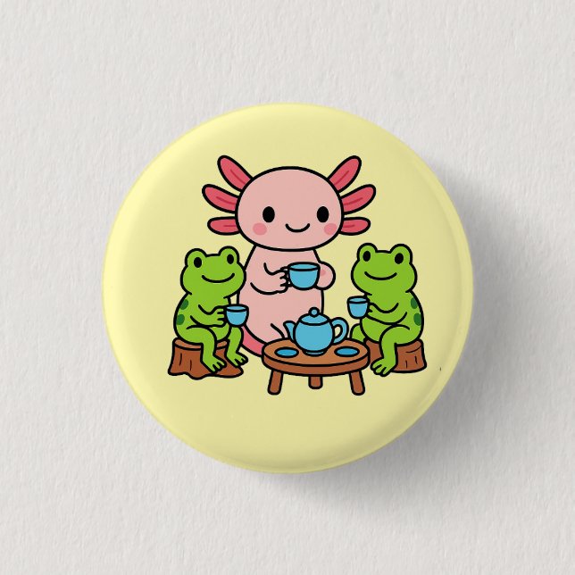 Niedliche Tea Time mit Freunden Schaltfläche Button (Vorderseite)
