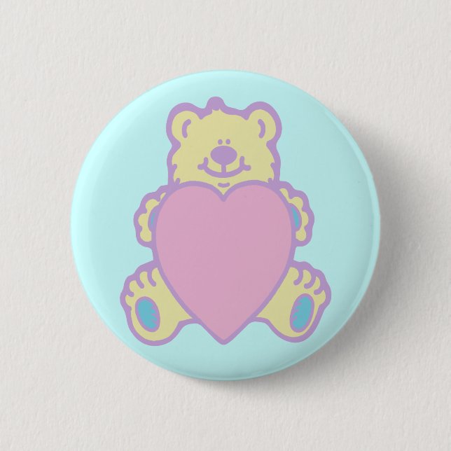 Niedliche Teddy Bär Liebe Herz Button (Vorderseite)