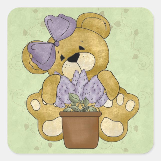 Niedliche Teddy Bären-Aufkleber Quadratischer Aufkleber (Vorderseite)