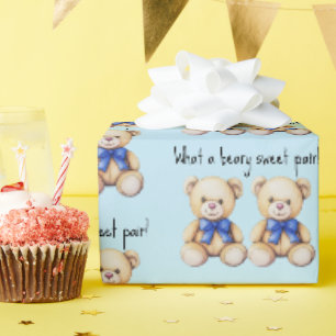 Niedliche Teddy-Bären, Baby-Dusche für Twin-Boys Geschenkpapier