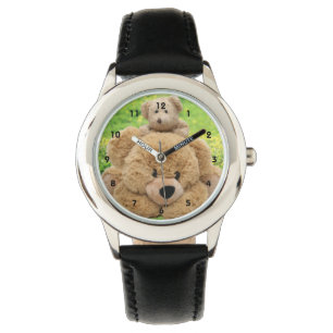 Niedliche Teddy-Bären in einer Wiese Armbanduhr