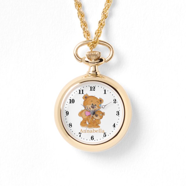 Niedliche Teddy Bären-Liebhaber geben Namen Armbanduhr (Vorderseite)