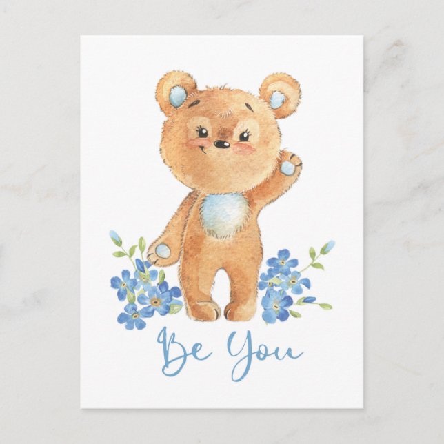 Niedliche Teddy Bären-Motivationskarte Sei Du Postkarte (Vorderseite)