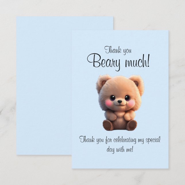 Niedliche Teddy Bärengebärmutter Geburtstag Dankeskarte (Vorne/Hinten)