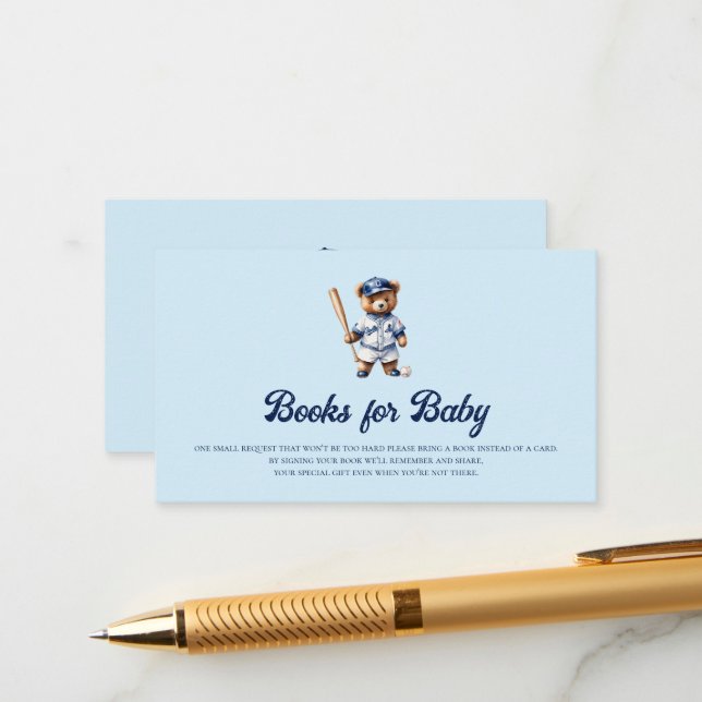 Niedliche Teddy Baseball-Bücher für Babyfütterung Begleitkarte (Vorderseite/Rückseite Beispiel)