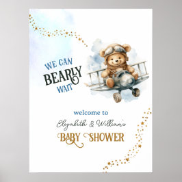 Niedliche Teddy Bear Airplane Baby Boy Dusche Will Poster