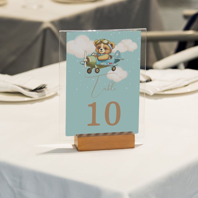 Niedliche Teddy Bear Baby Airplane Pilot Tischnumm (Cute Teddy Bear Baby Airplane Pilot Table Number)