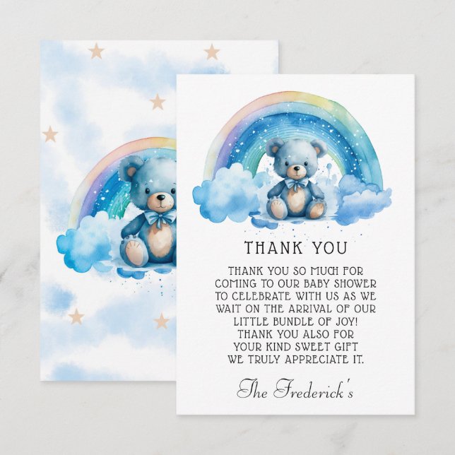 Niedliche Teddy Bear Baby Dusche Danke Karte (Vorne/Hinten)