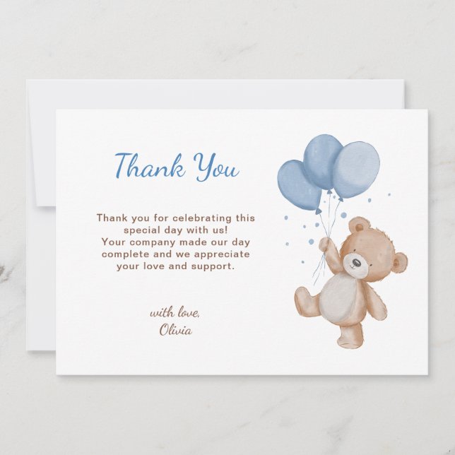 Niedliche Teddy Bear Baby Dusche Dankeskarte (Vorderseite)