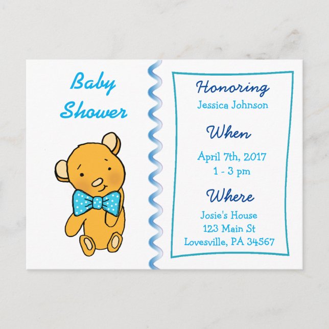 Niedliche Teddy Bear Baby Dusche Einladung (Vorderseite)