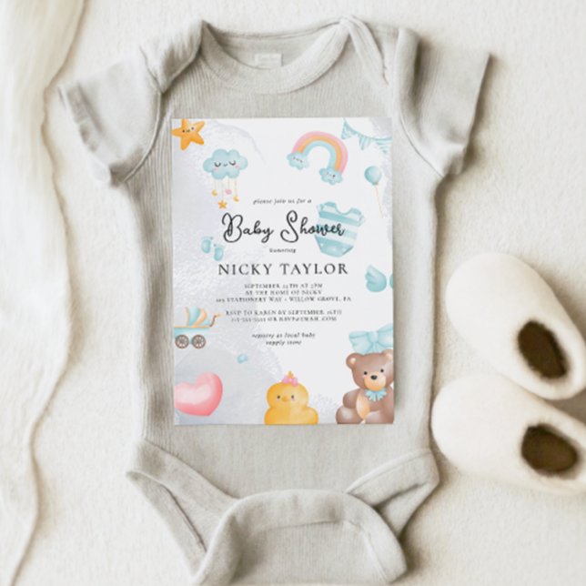 Niedliche Teddy Bear Baby Dusche Einladung (Von Creator hochgeladen)