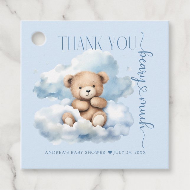 Niedliche Teddy Bear Baby Dusche Geschenkanhänger (Vorderseite)