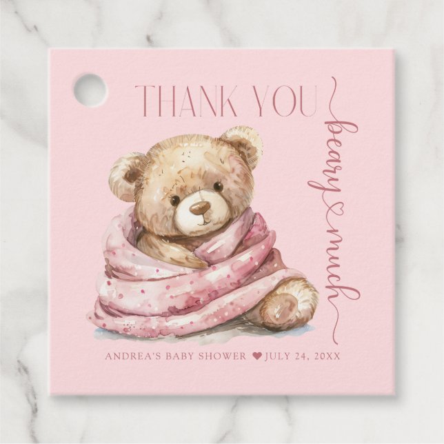 Niedliche Teddy Bear Baby Dusche Geschenkanhänger (Vorderseite)