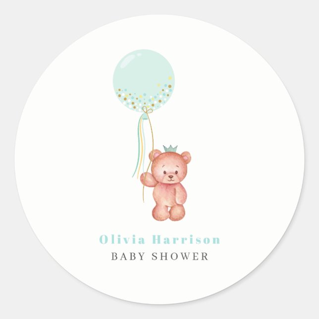 Niedliche Teddy Bear Baby Dusche Runder Aufkleber (Vorderseite)