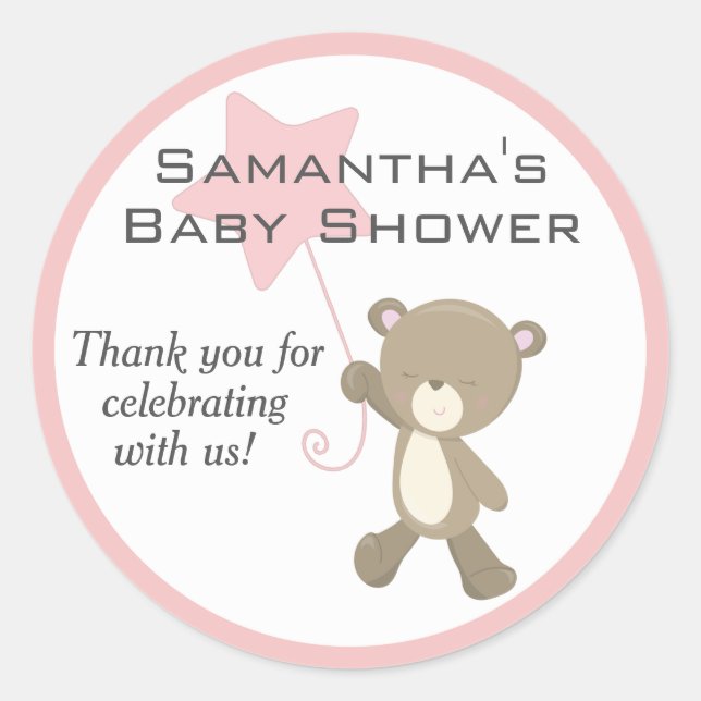Niedliche Teddy Bear Baby Dusche Runder Aufkleber (Vorderseite)