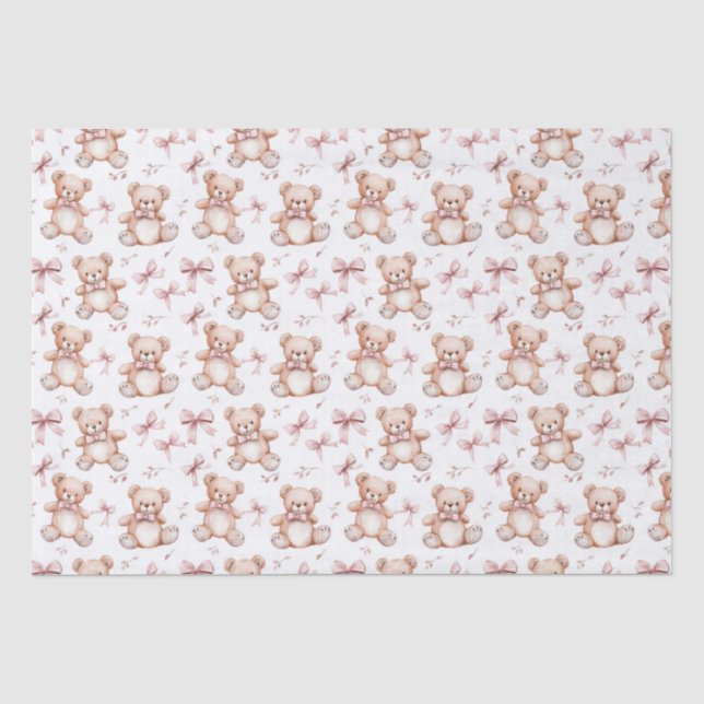 Niedliche Teddy Bear & Baby Dusche Seidenpapier (Vorderseite)