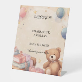 Niedliche Teddy Bear Baby Dusche Sockelschild