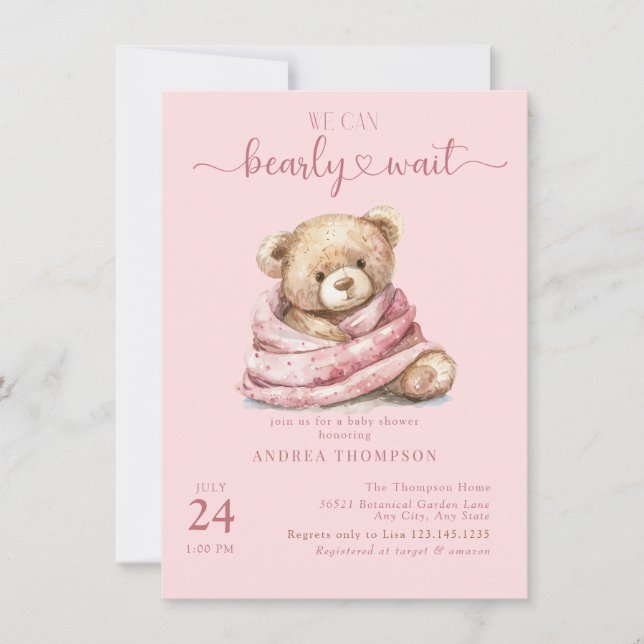 Niedliche Teddy Bear Baby Shower Einladungen (Vorderseite)