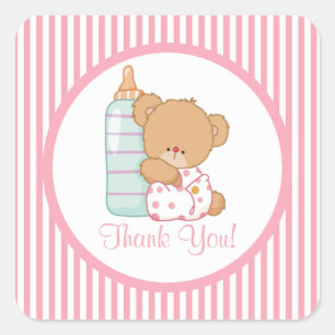 Niedliche Teddy Bear Baby Shower Square Sticker! Quadratischer Aufkleber